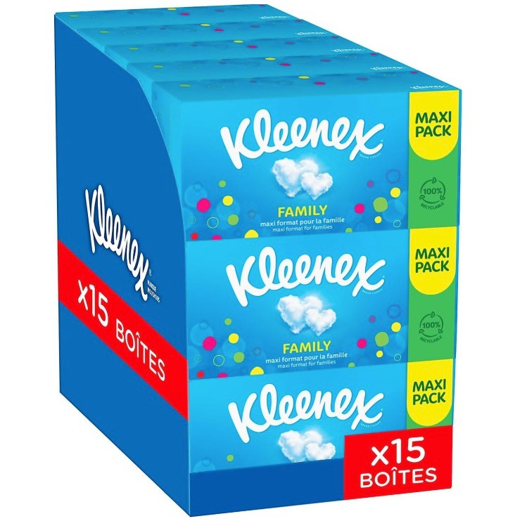 Kleenex家庭装大包纸抽15盒只要18欧！