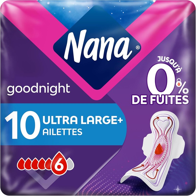 Nana加长夜用护翼卫生巾10 片装好价1€收🩸防侧漏安睡整晚！
