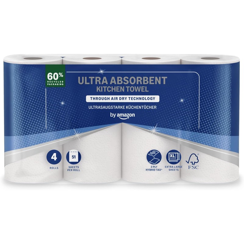法亚自营高吸厨房纸巾4卷史低2€收🧻超强吸水速干透气！