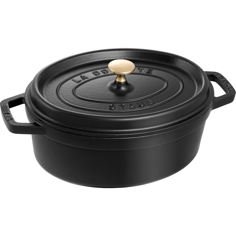 STAUB椭圆27cm珐琅铸铁锅39折116€收！🥘 哑光黑质感拉满！