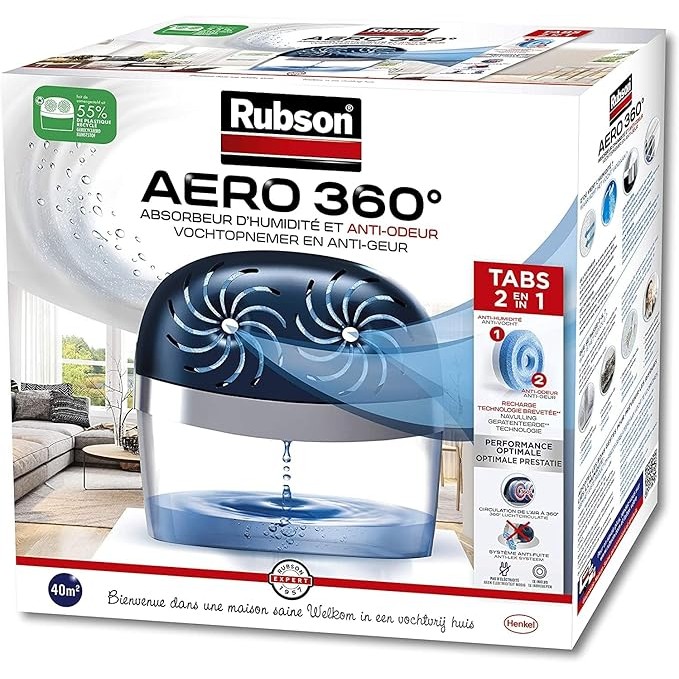 Rubson AERO 360°除湿盒22€💧适用40㎡空间，帮助减少潮气异味